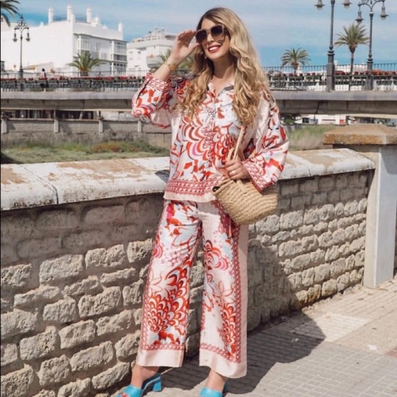 LAST ONE NWT Zara Flowy Patchwork Pants - Picture 9 of 17